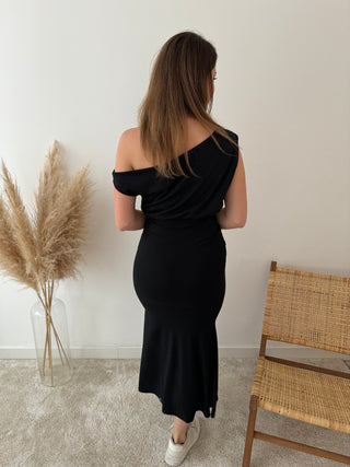 Black off shoulder maxi dress