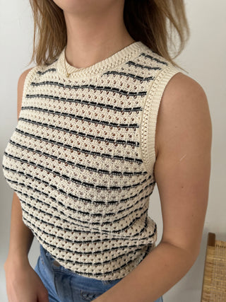 Black white crochet top