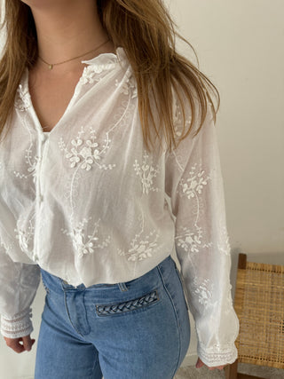 White flowers blouse