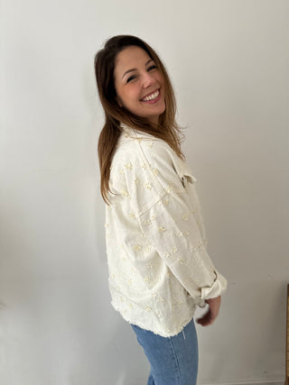 White flowers embroidered jacket