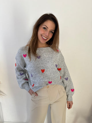 Colorful hearts knit