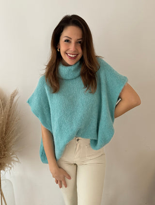 Soft turquoise sleeveless knit