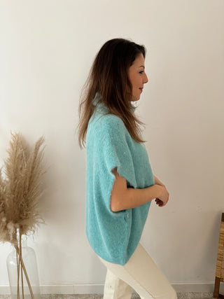 Soft turquoise sleeveless knit