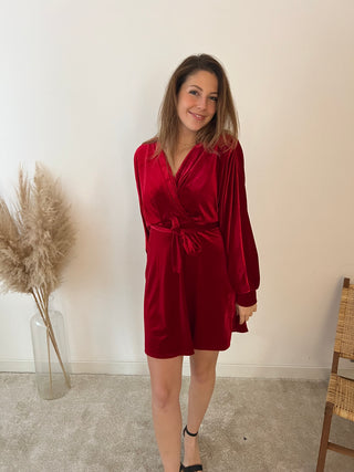 Red velvet dress