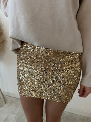 Gold glitter mini skirt