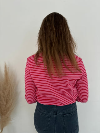 Fuchsia pink striped t-shirt