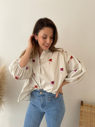 Palmtrees beige blouse