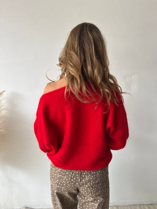 Red cut out knit
