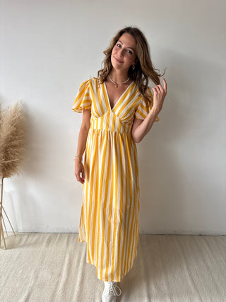 Yellow striped maxi dress