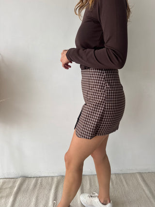 Brown checked skort