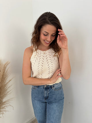 Beige crochet top