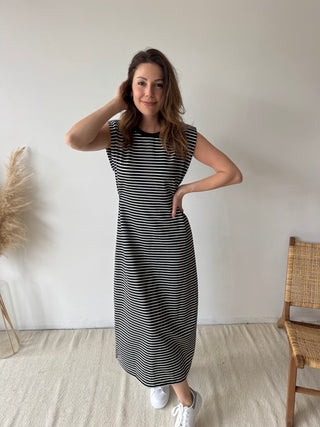 Black striped maxi dress