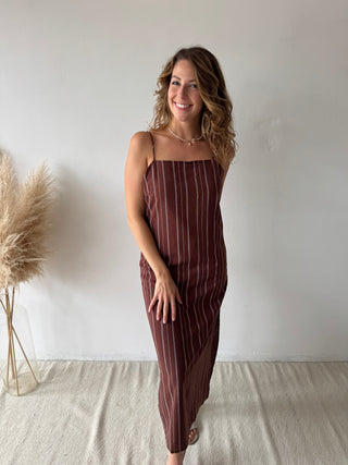 Brown stripes summer dress