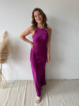 Purple silky dress