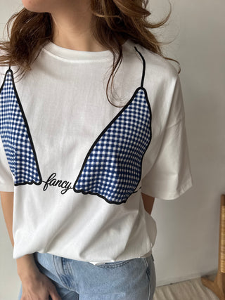 Bikini print white tee