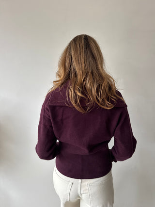 Burgundy zipper knit