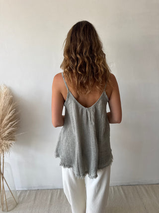 Kaki linen top