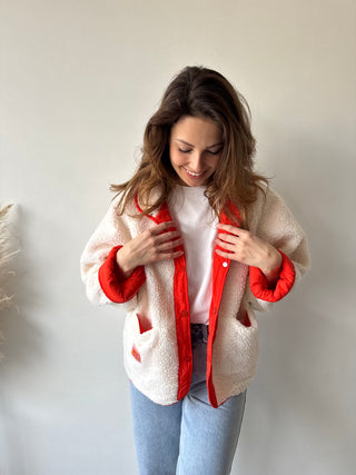 Orange teddy reversible jacket
