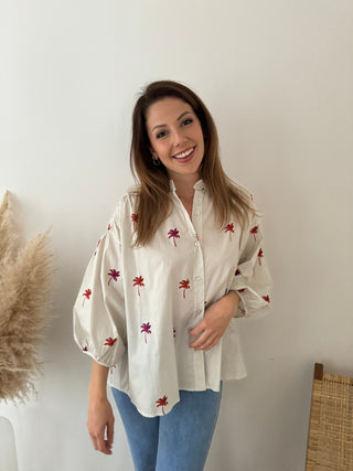 Palmtrees beige blouse