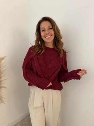 Burgundy braided knit