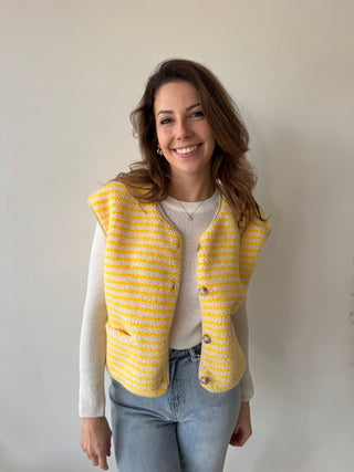 Yellow striped teddy bodywarmer