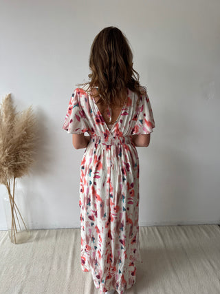 Peach green maxi dress