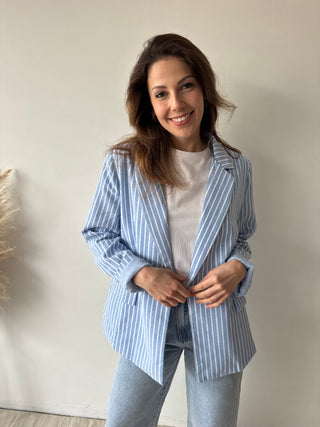 Blue white striped blazer