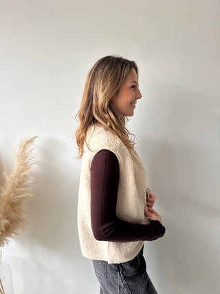 Beige teddy vest