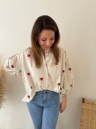 Palmtrees beige blouse