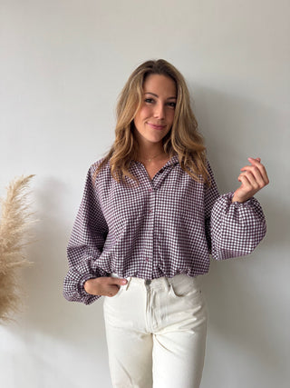 Violet checked blouse
