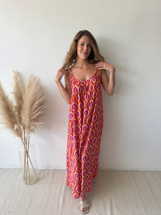 Pink orange flowy dress
