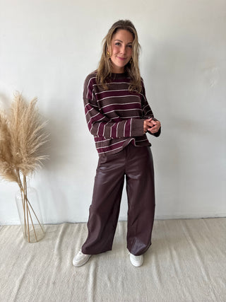 Burgundy leather pants