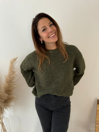 Green teddy knit