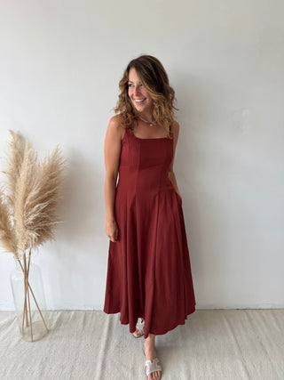 Terracotta flare maxi dress