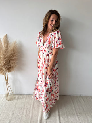Peach green maxi dress