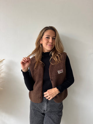 Brown teddy vest