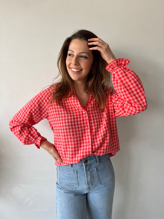 Coral vichy bouse