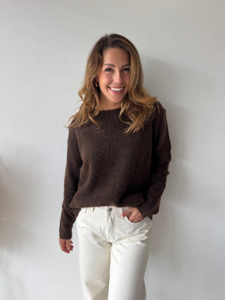 Leopard back detail brown knit
