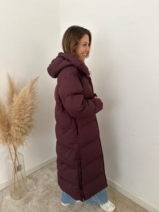 Burgundy puffer coat