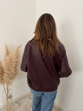 Burgundy faux leather jacket