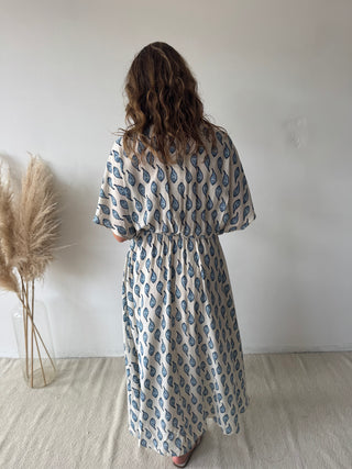 Blue leaves maxi dress