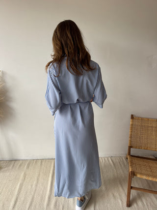 Blue striped maxi dress