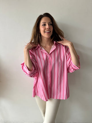 Pink fuchsia striped blouse