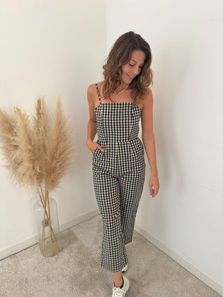 Black white vichy jumpsuit