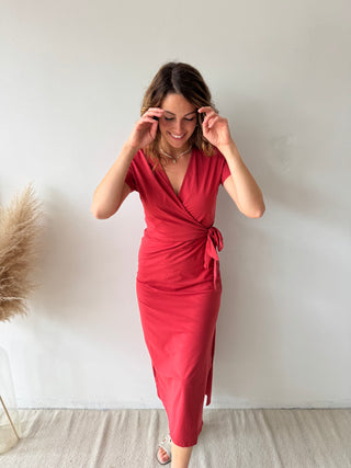 Terracotta knot split dress
