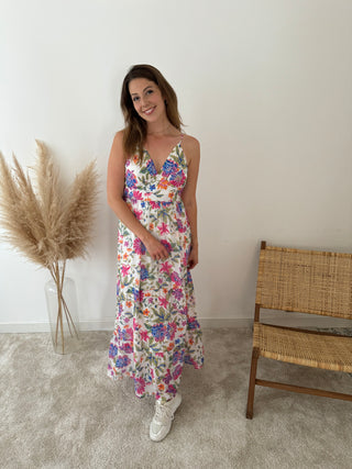 Colorful flowers maxi dress