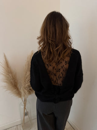 Open back detail black knit