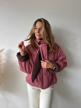 pink scarf jacket