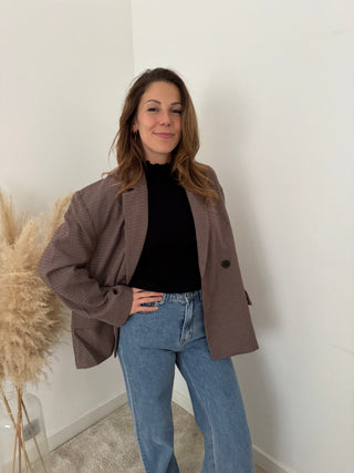 Burgundy checked blazer