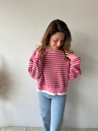 Pink striped sweater